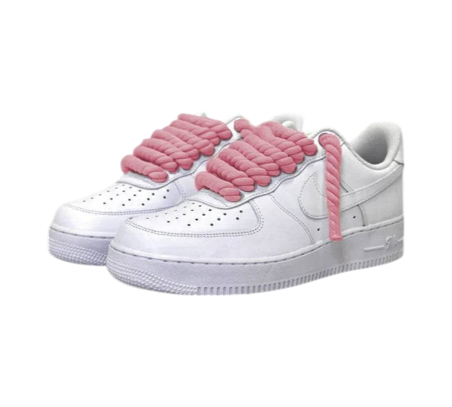 NIKE AIR FORCE 1 LOW TRIPLE WHITE / PINK ROPE LACES